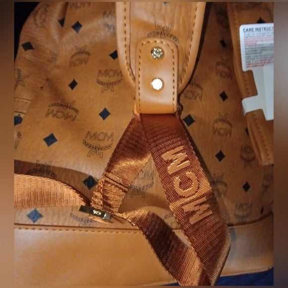 MCM Cognac Backpack Size Large Stark Studded In Visetos Brand NEW - Picture 7 of 11